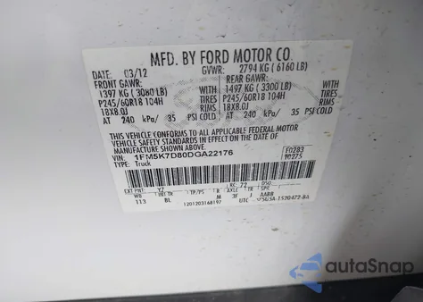 2013 Ford Explorer Xlt from USA, damaged, VIN 1FM5K7D80DGA22176